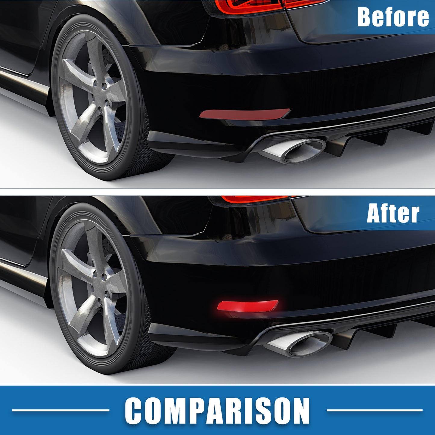 Rear bumper reflector light 2048200174, suitable for ABS, red/grey, 1 pair. n