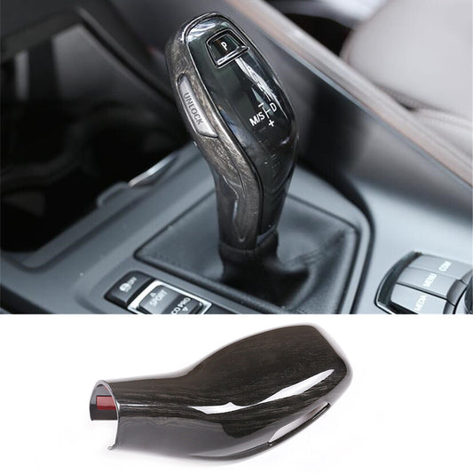 Black Wood Grain ABS Gear Shift Knob Trim for BMW X1 F48 X2 F47 1 Series 2020-21