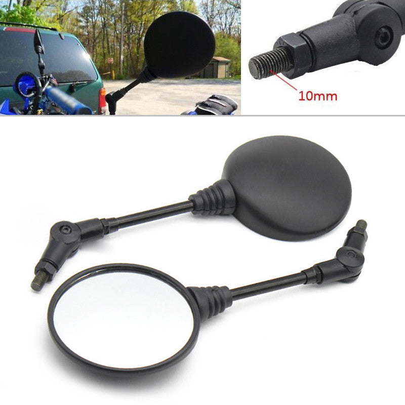 Universal motorcycle, scooter, and bicycle folding rearview mirror kit (10mm/8mm thread) n