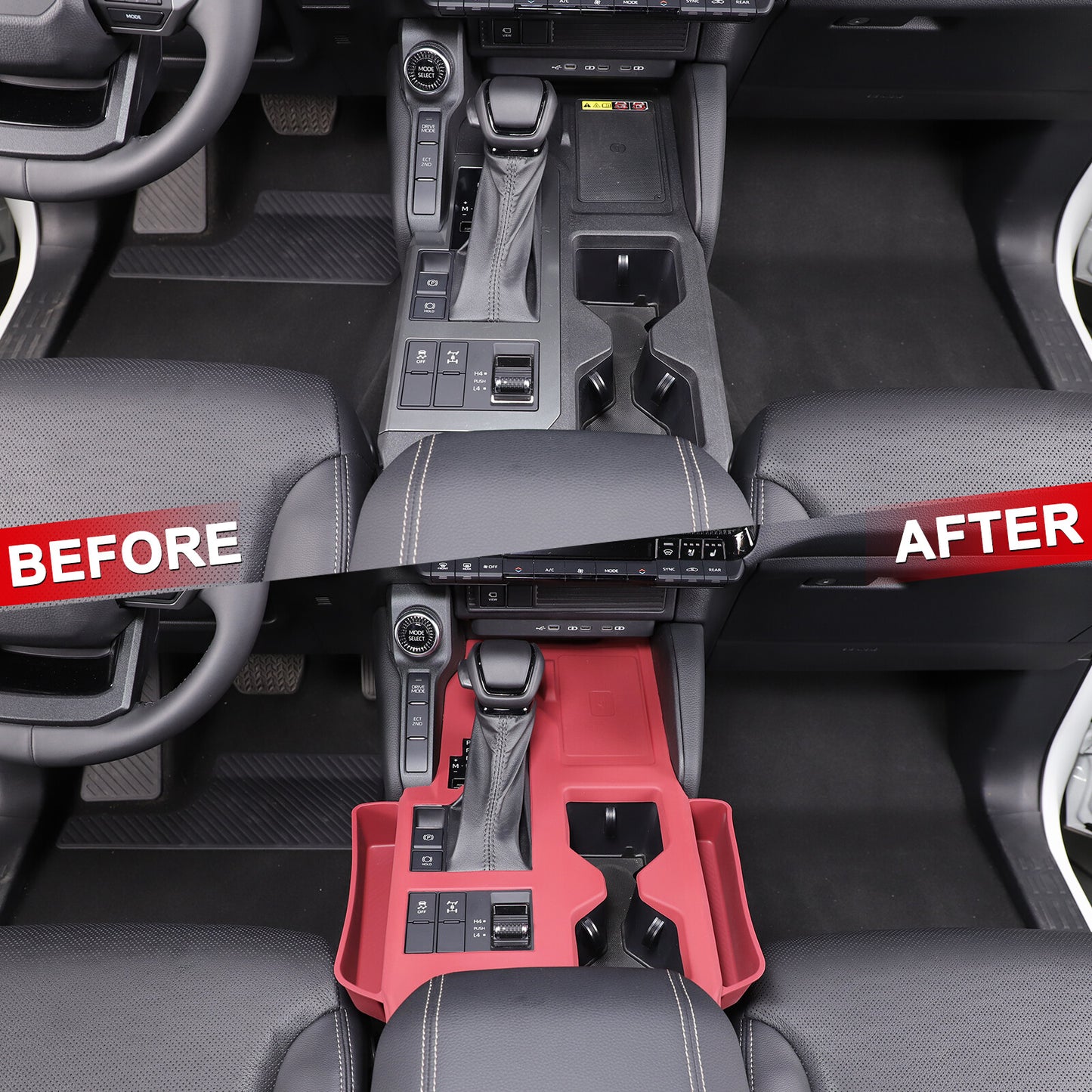 Red silicone center console gear shift trim for Land Cruiser LC250 2024+- n