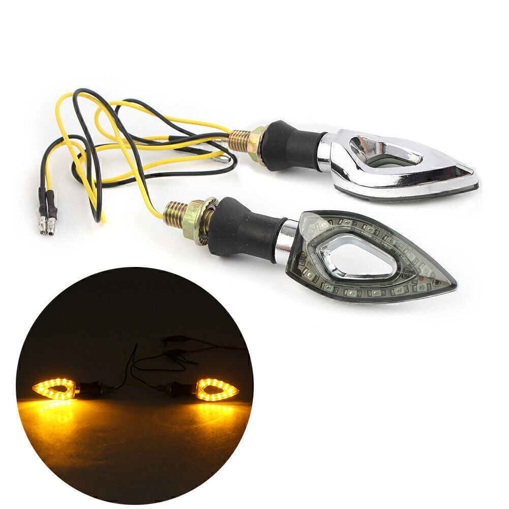 Motorcycle LED Turn Signal Lights Indicator Blinker Bolt-on Amber Lamp Silver Q