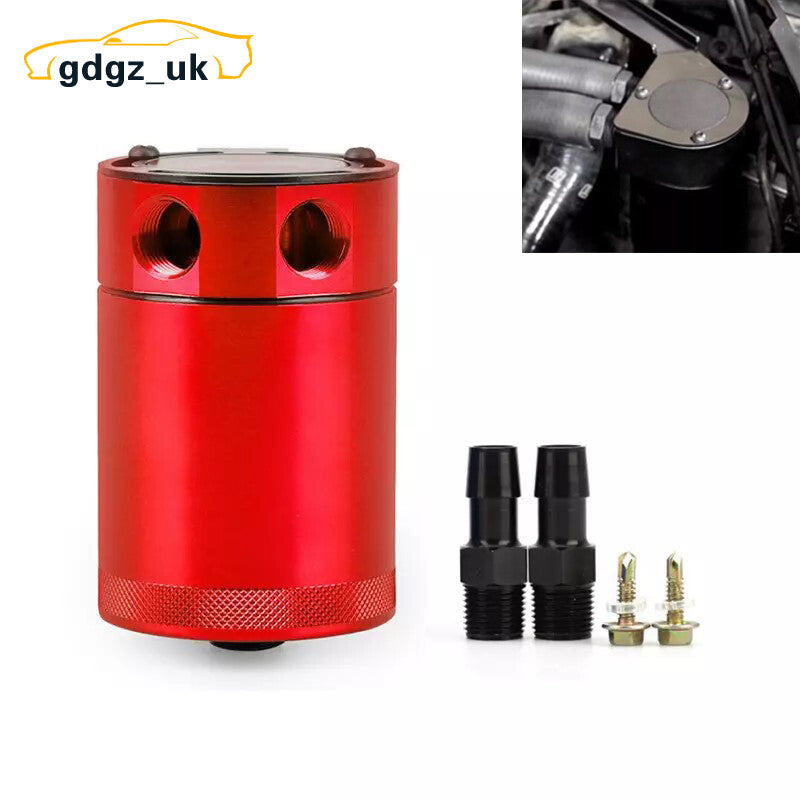 Red Oil Catch Can Reservoir Tank Baffled 2 Port Oil Catch Tank Air Oil Separator