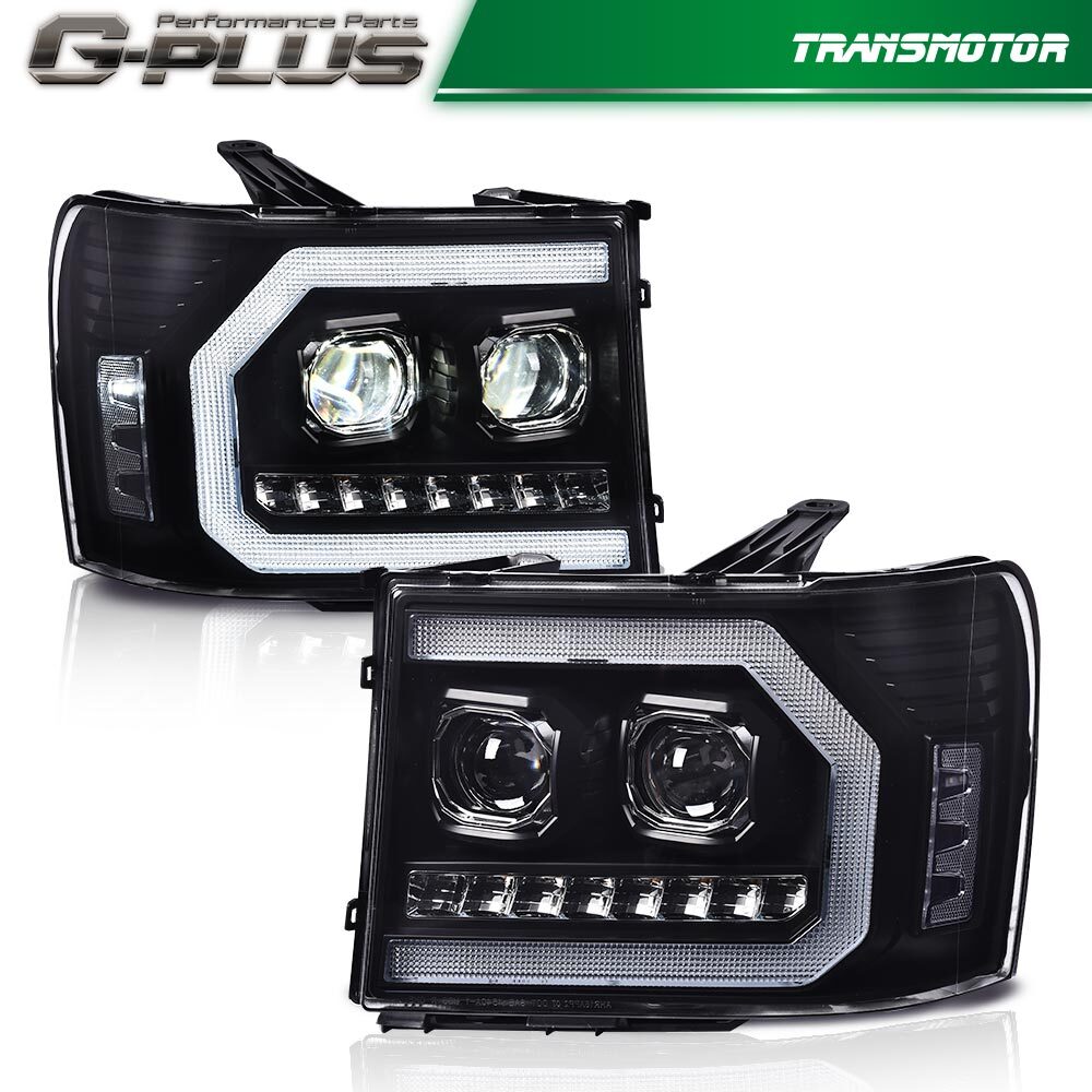 Suitable for 2007-2013 for GMC for Sierra 1500 2500HD 3500HD LED DRL tube projector headlights.