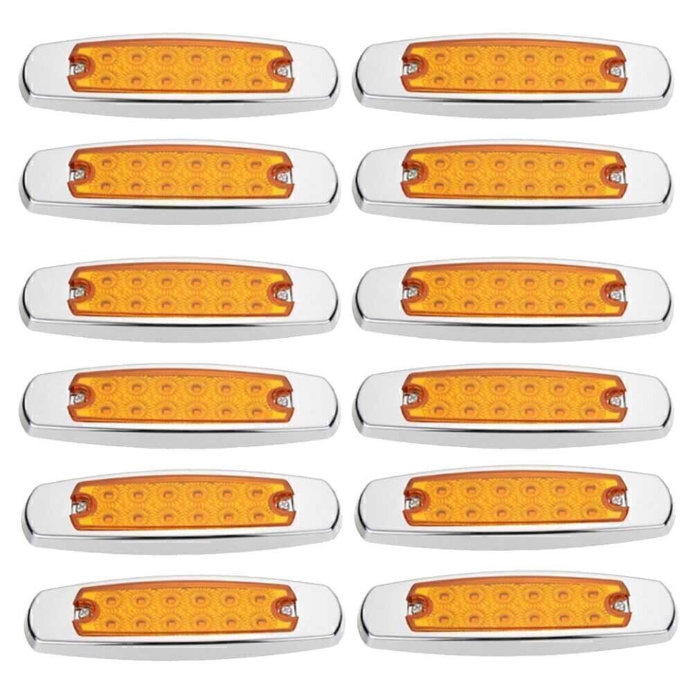 12x Amber 12 LED Sealed Side Marker Clearance Light Fish Shape Truck Trailer 12V