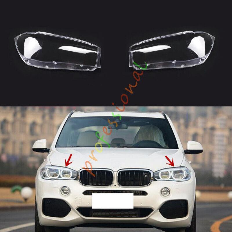 for BMW X5 X6 F15 F16 2014-2017 Both Side Headlight Clear Lens Cover + Sealant