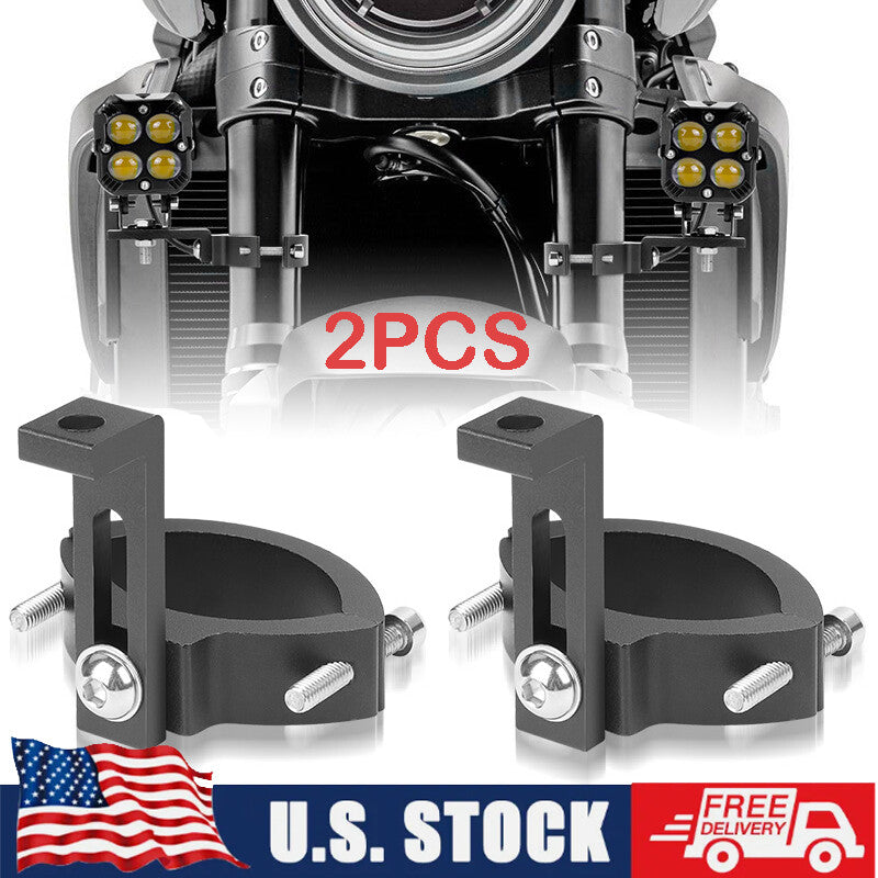 2X Motorcycle 36-60mm Mount Bracket Spot Headlight Fog Driving Fork Clamp Holder