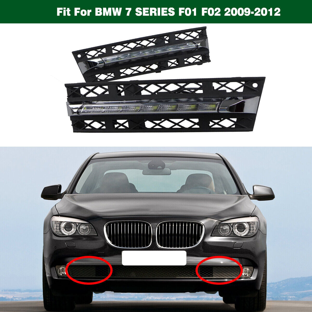 LED DRL Daytime Running Lights Driving Lamps for BMW 7 Series F01 F02 2009-2012 Q
