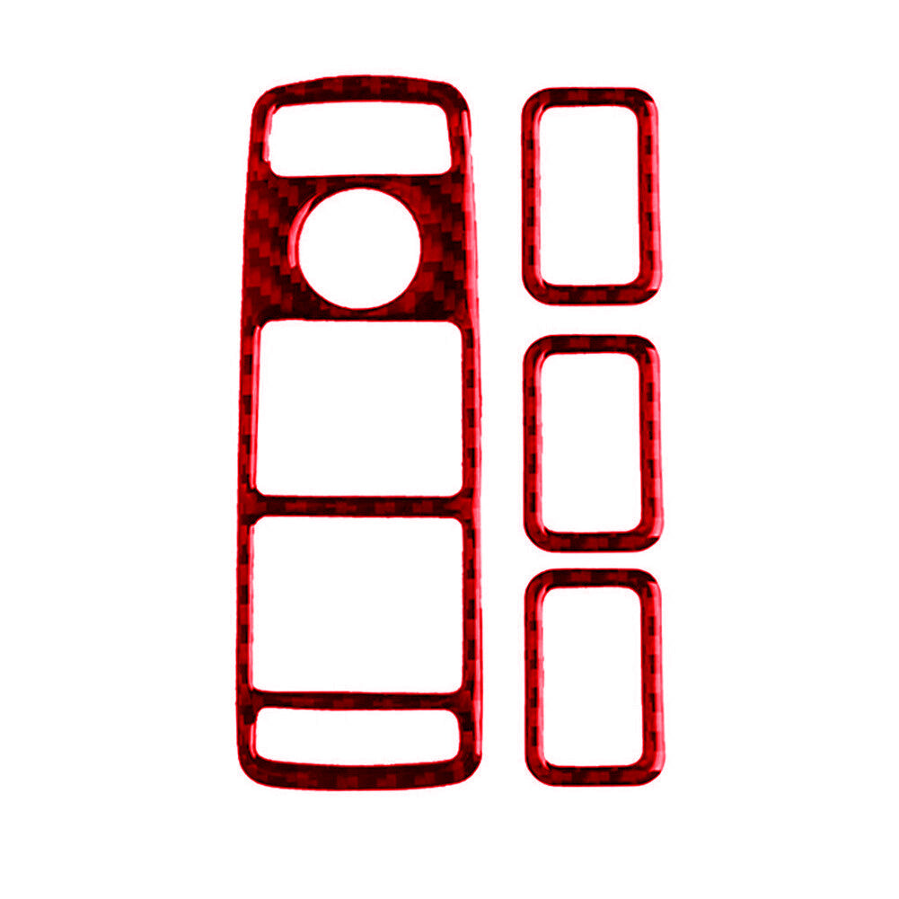 Red Carbon Fiber Window Control Panel Trim for Mercedes-Benz W204 2007-2014