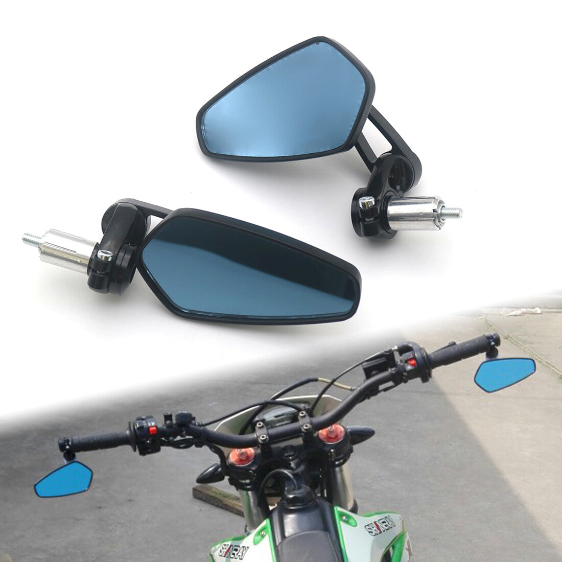 Motorcycle 7/8 Black Billet Aluminum Bar End Rearview Side Mirror for Honda Q