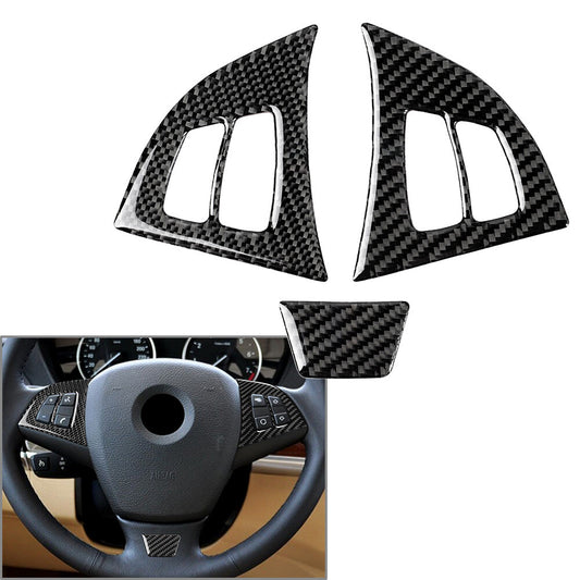 3 Pcs Carbon Fiber Steering Wheel Cover Trim for BMW X5 E70 2006-13 X6 E71 08-14