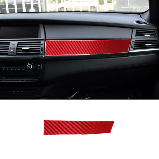 Red Carbon Fiber Passenger Storage Panel Cover for BMW X5 E70 X6 E71 2008-2013