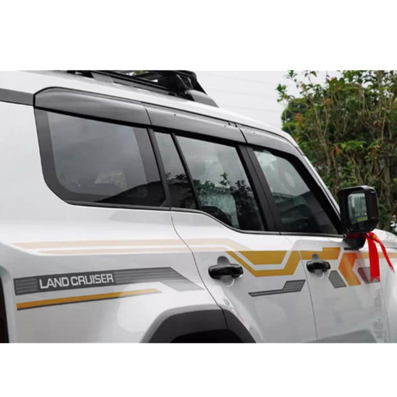 for Land Cruiser Prado 24+ Black Trim Window Visor Snow Rain Guards Deflector B n