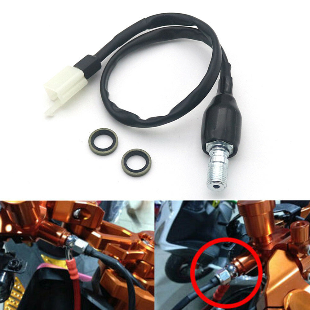 M10x 1.0mm Black Motorcycle Hydraulic Brake Pressure Light Switch Hollow Bolt Q