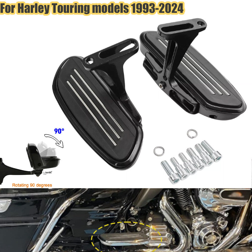 Black Pegstreamliner passenger footboard flooring for Harley Touring 2009 - 2024 n
