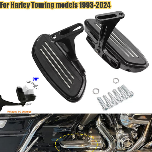 Black Pegstreamliner passenger footboard flooring for Harley Touring 2009 - 2024 n