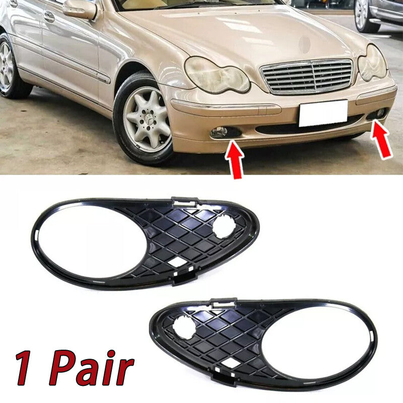 1 Pair for Mercedes-Benz C230 2003-2007 Front Bumper Fog Light Trim Cover