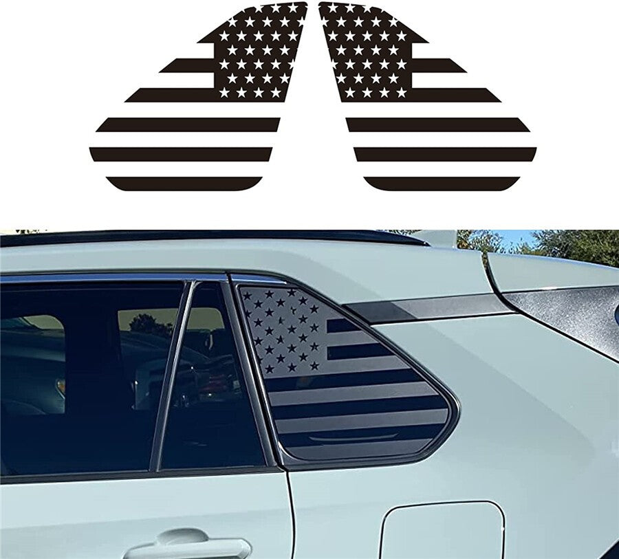 2Pcs US American Flag Rear Quarter Glass Sticker Decal for Toyota RAV4 2019-2021 Q
