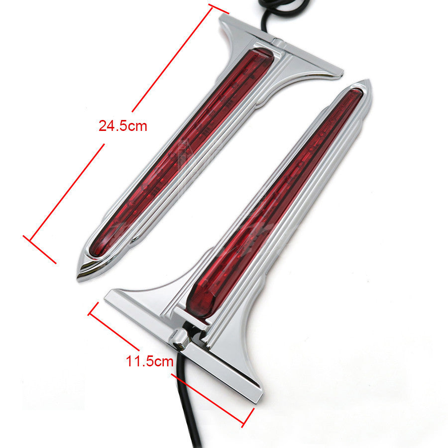 Motorcycle Chrome Wedge LED Rear Saddlebag Accents Light w/ Red Lens For Touring Q