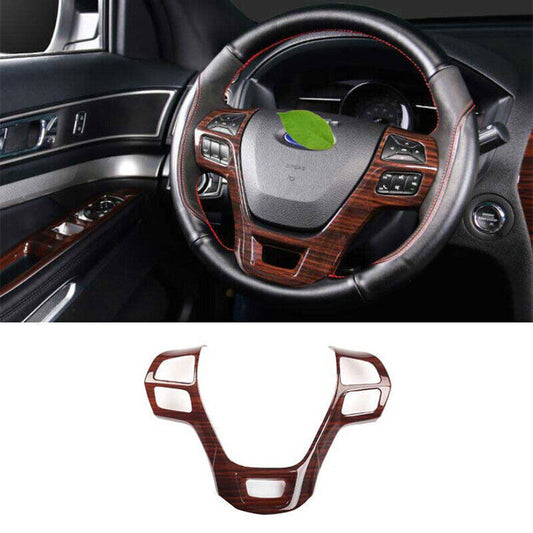 Wood Grain Style for Ford Explorer 16-2019 1PCS Cover Trim Steering Wheel Sheet