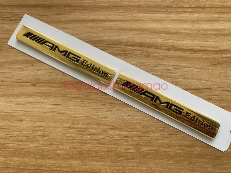 2pcs Gold AMG for Mercedes-Benz Car Emblem Badge Sticker Side Skirts Badge Logo
