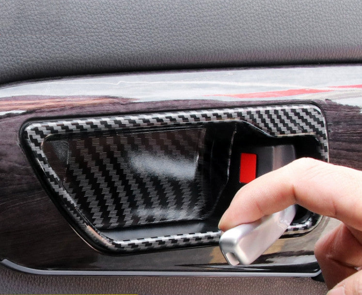 For Tundra 2022 2023 Carbon Fiber Inner Door Handle Bowl Cover Trim 4pcs v