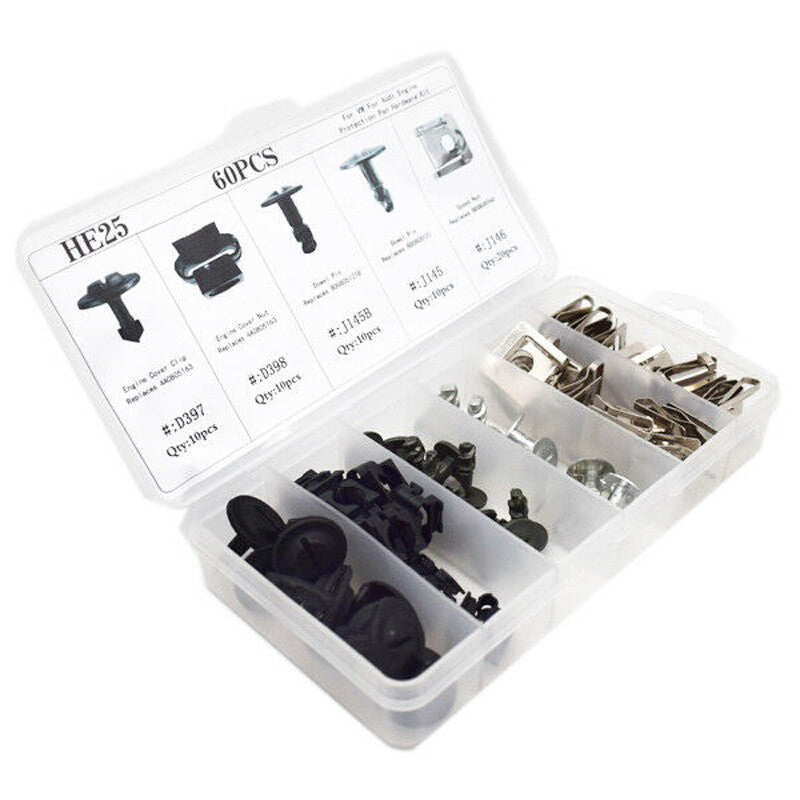 60-piece universal engine protection disc hardware kit pin clip nut set - US stock n