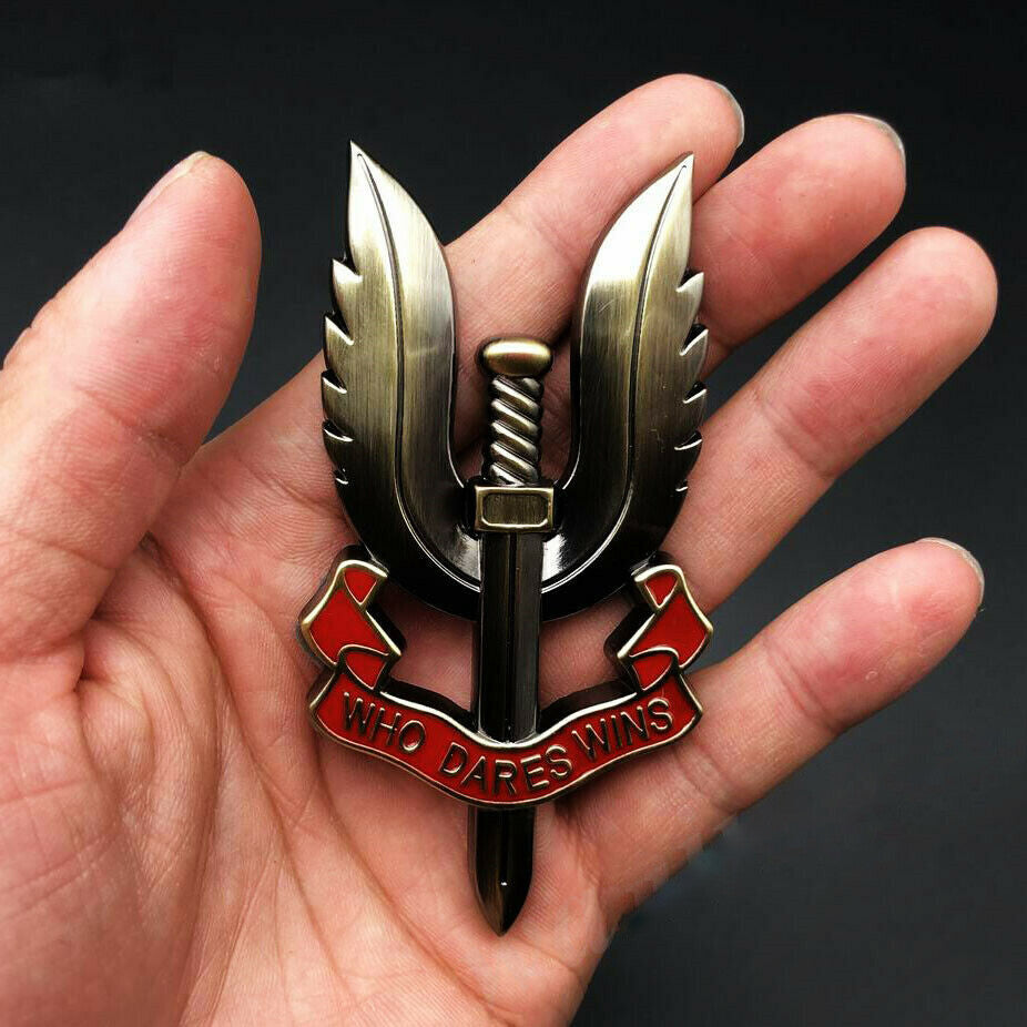 3D Metal Bronze SAS Who Dares Wins Car Trunk Fender Emblem Badge Decals Sticker Q