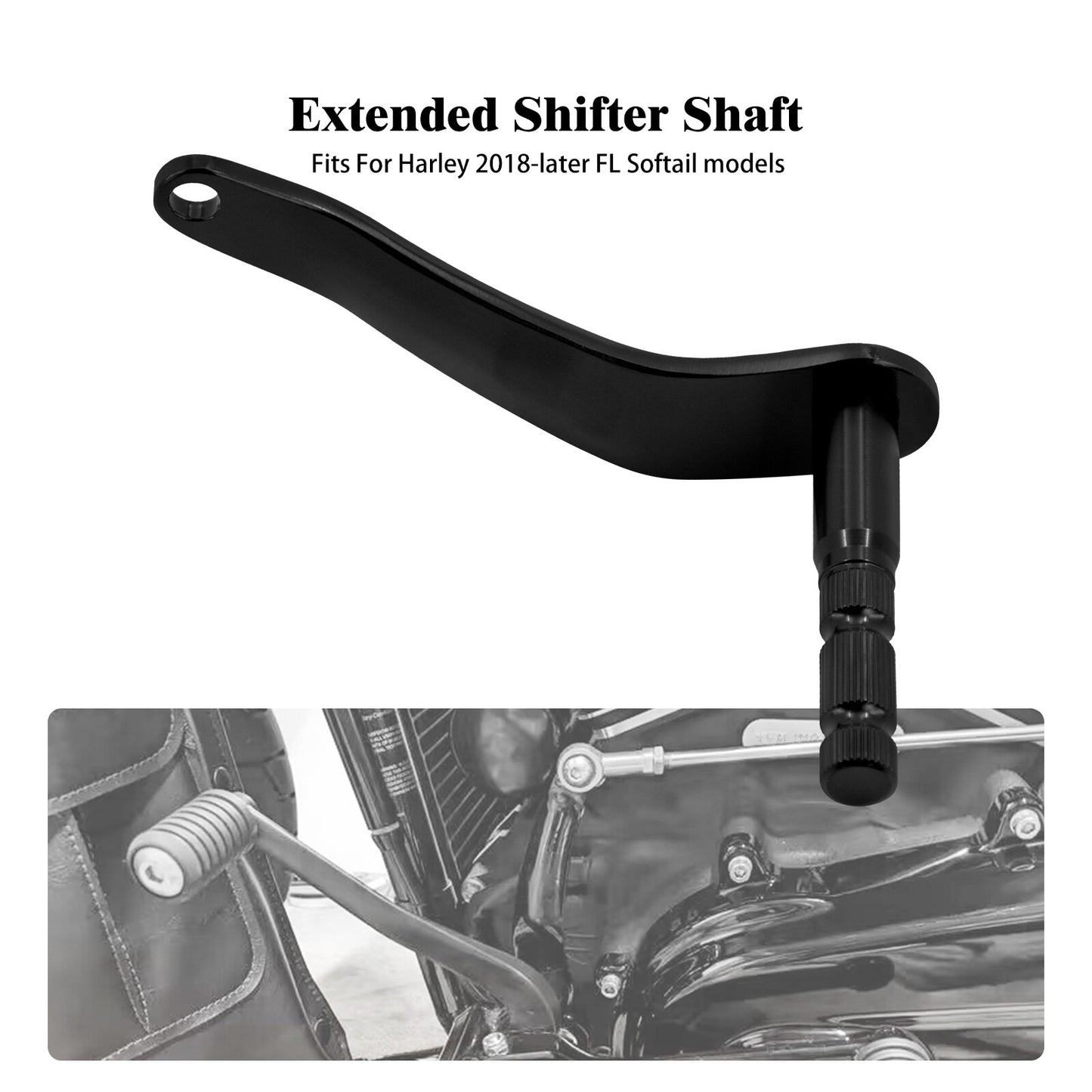 Black Extended Gear Shifter Shift Rod Lever Arm for Harley Softail Fat Boy 18-23 Q