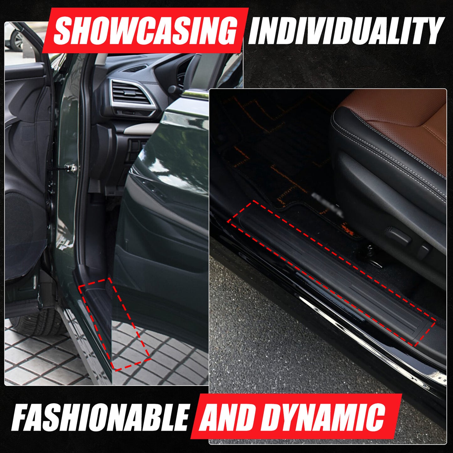 Titanium anti-slip exterior threshold trim for Subaru Forester 2024-25 Steel - n