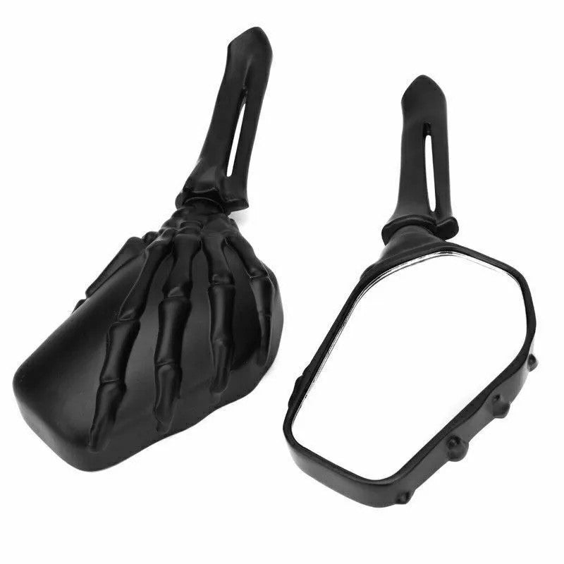 Black skull-patterned hand-side rearview mirror suitable for Harley-Davidson universal - n