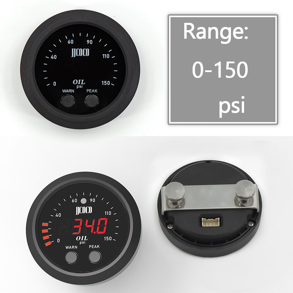 52mm Auto Electronic Oil Pressure Gauge Ultra-Thin with 1/8 Npt Sensor 0-150psi Q