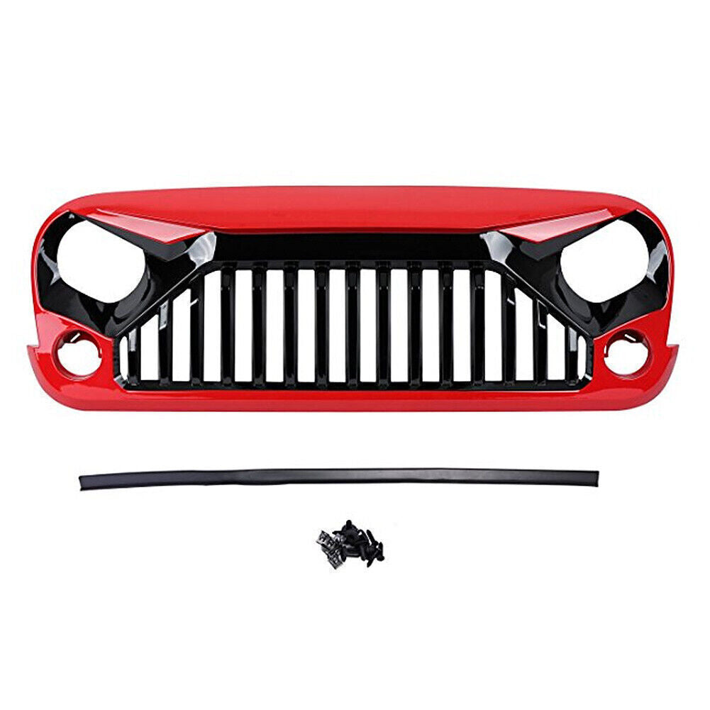 Front Monster Grille Grid Mesh Insert for Jeep for Wrangler JK JKU 07-17 Red