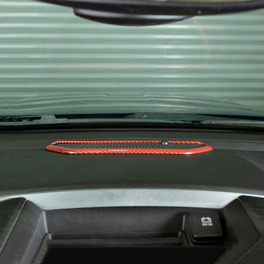 Accessories Red Carbon Fiber 3P Dash Speaker Cover Trim for Dodge for RAM 1500 19-24 v