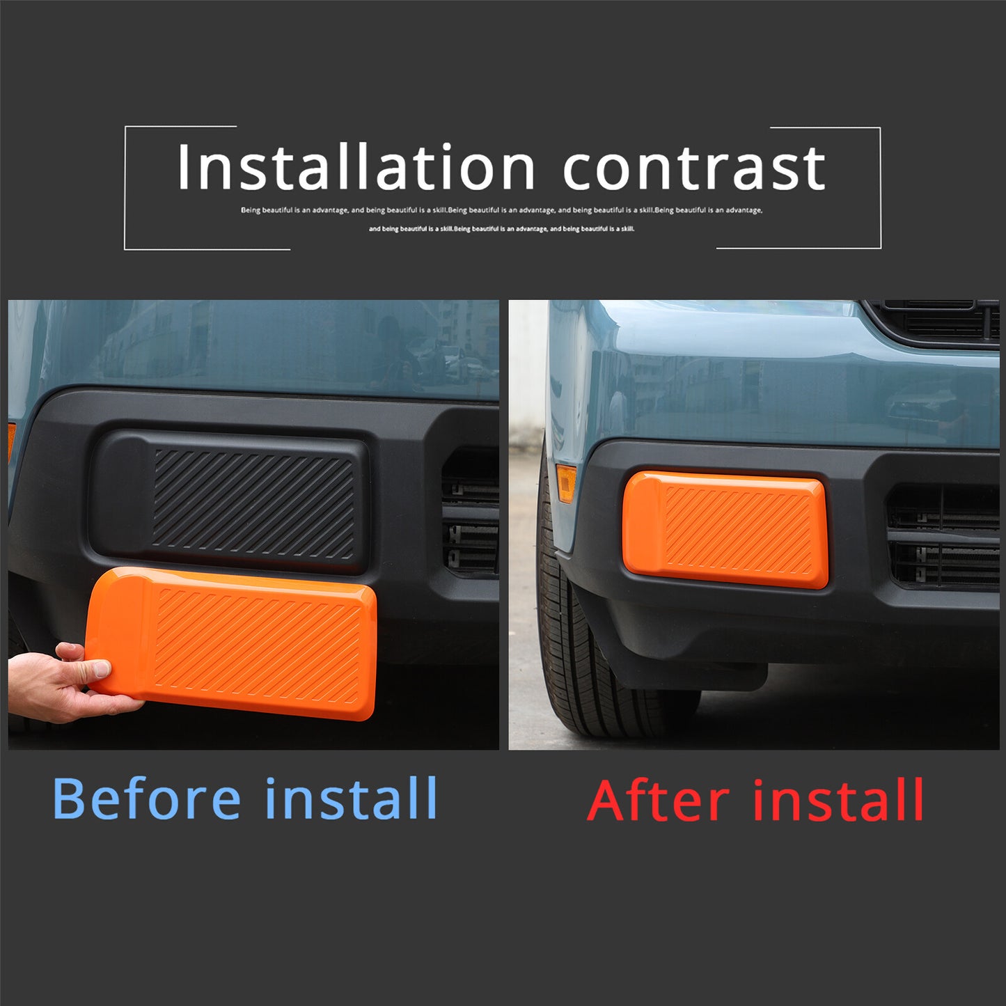 Orange front left and right bumper padded trim panels for Maverick 2022-2024 n