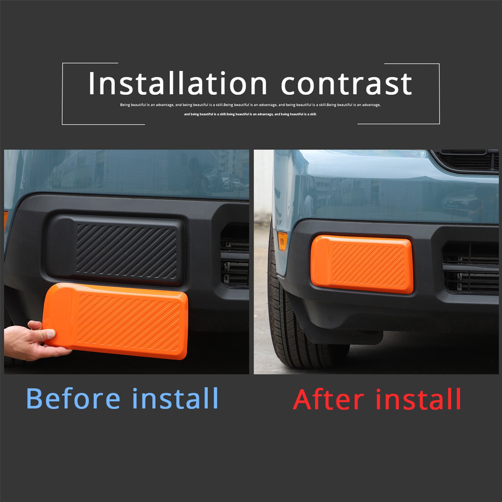 Orange front left and right bumper padded trim panels for Maverick 2022-2024 n