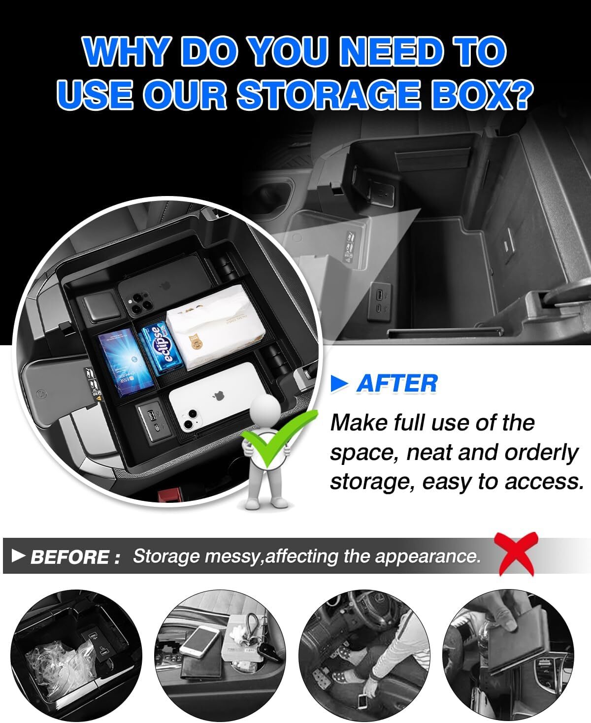 Suitable for 2022-2024 Silverado cockpit center console storage box/organizer accessory. n