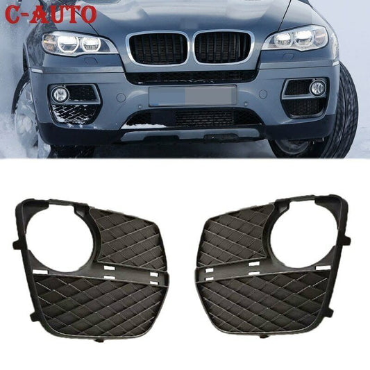 Pair for BMW X6 E71 2012-2014 Front Bumper Fog Cover Light Closed Grid Grill