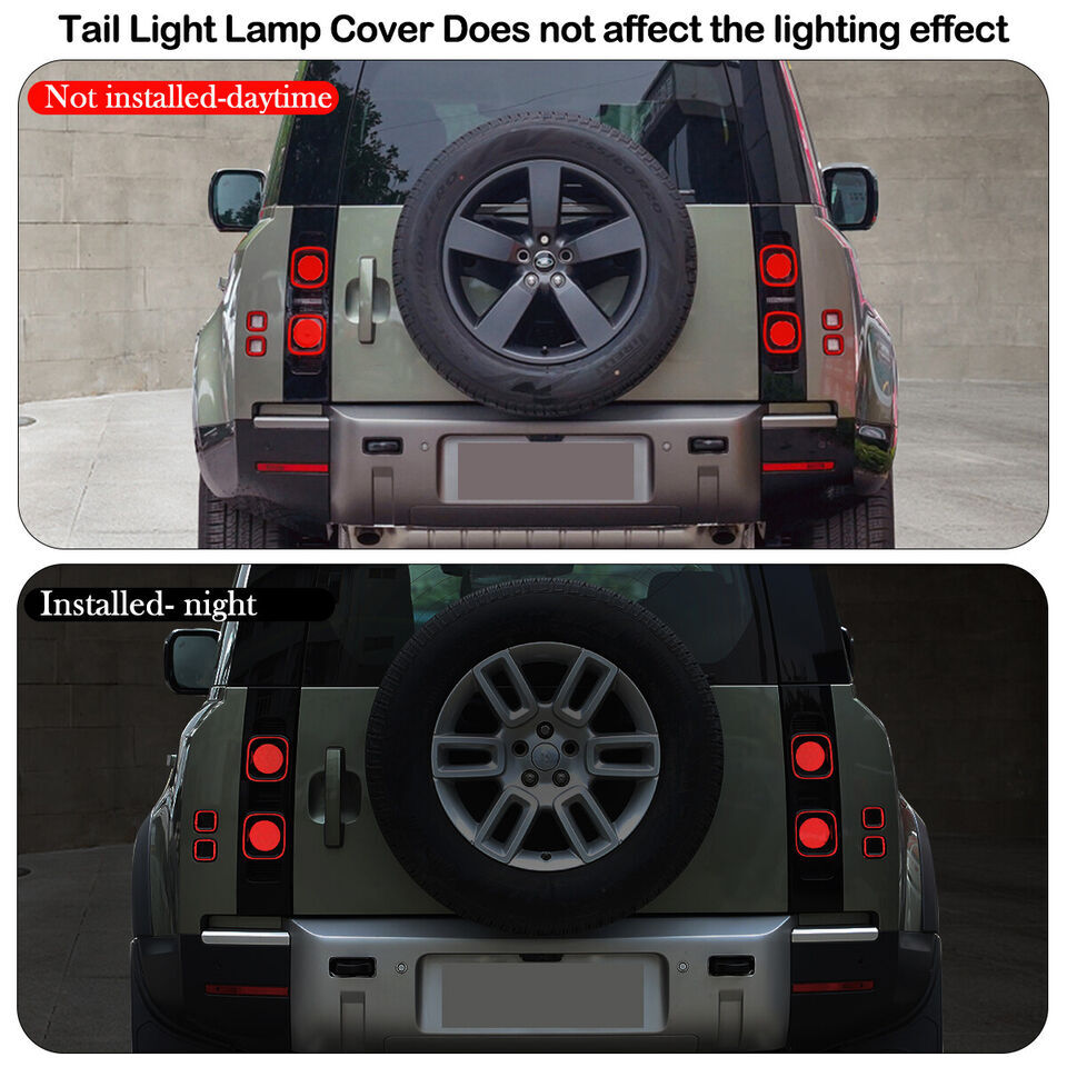 6X Smoked black Rear Tail Light Lamp Cover Trim For LR for Defender 110 90 2020-2023