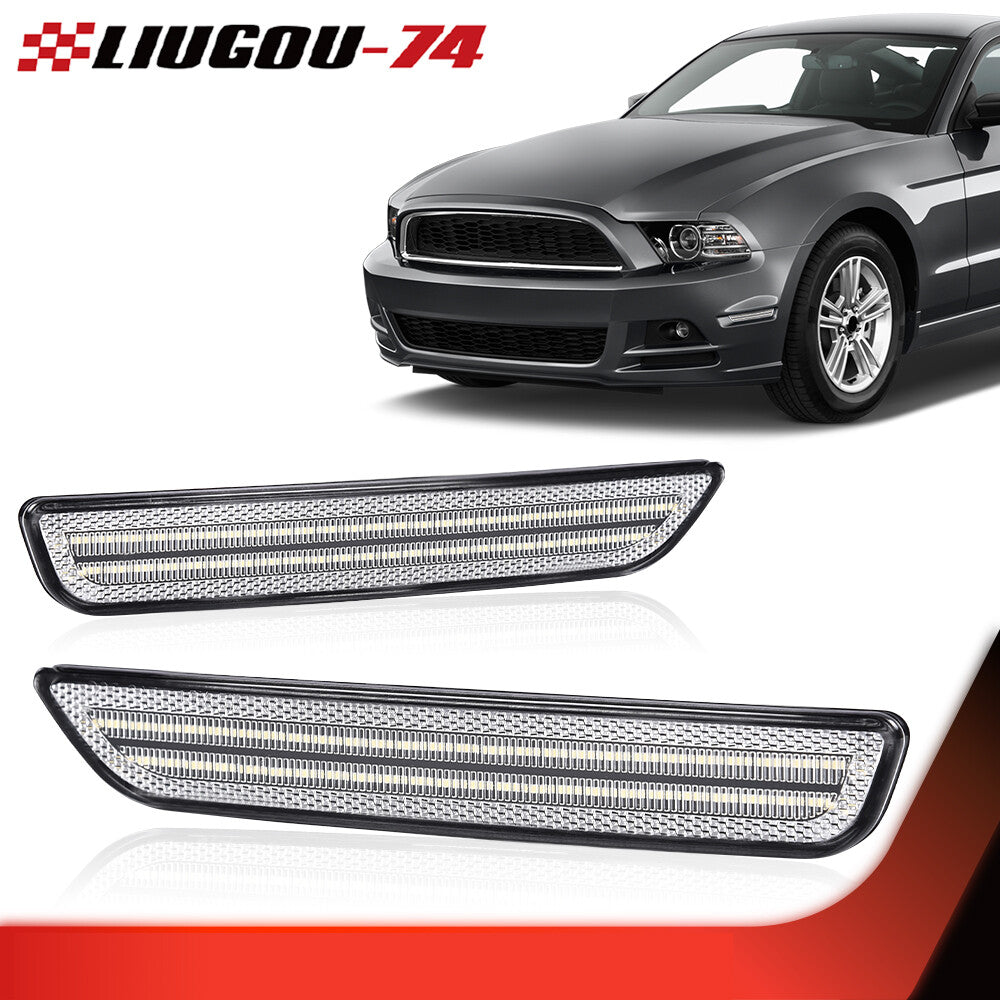 Fits 2010-14 for Mustang LED Light Bar Fender Lights Side Marker Lights White - v