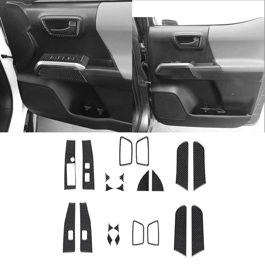 3Pcs Carbon Fiber Automatic Gear Shift Panel Cover Trim For Hilux 2015-21 v