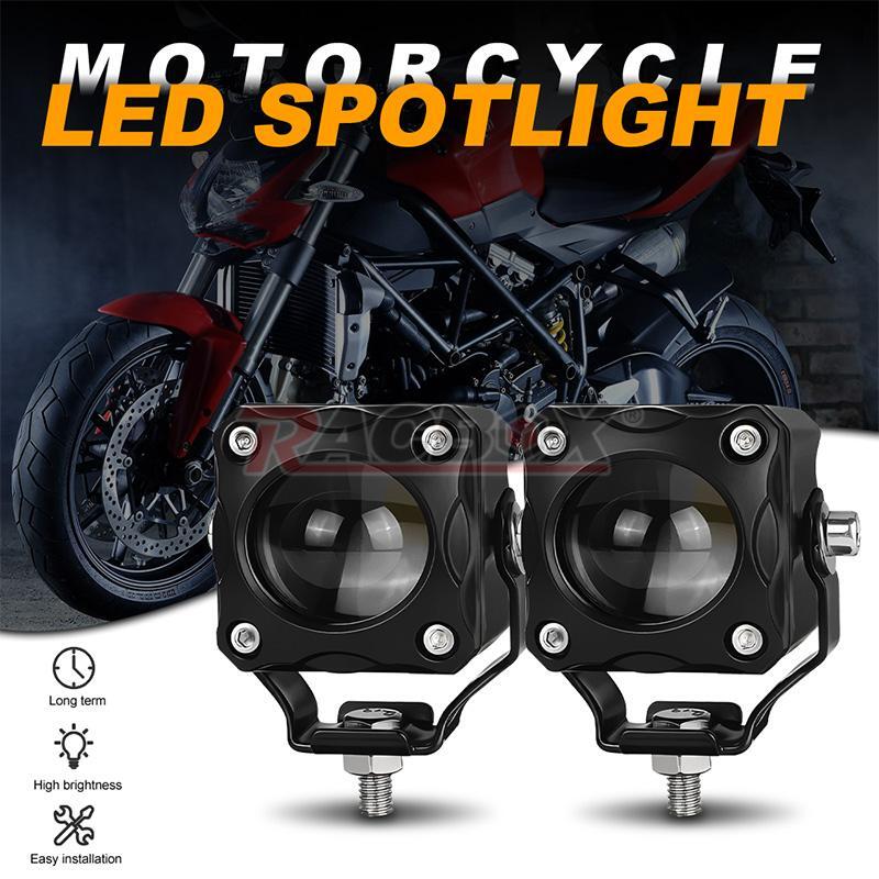 LED Motorcycle Headlight Yellow White Hi/Lo Spot Light Driving Fog Lamp Offroad