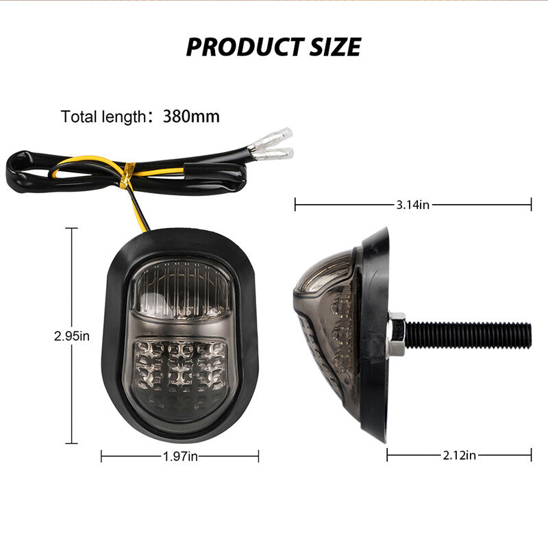 Flush Mount 9-LED Amber Turn Signals Indicator Lamps Light Motorcycle Universal