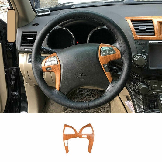 for Toyota Highlander 08-2013 Wood Grain Inner Steering Wheel Switch Cover Trim