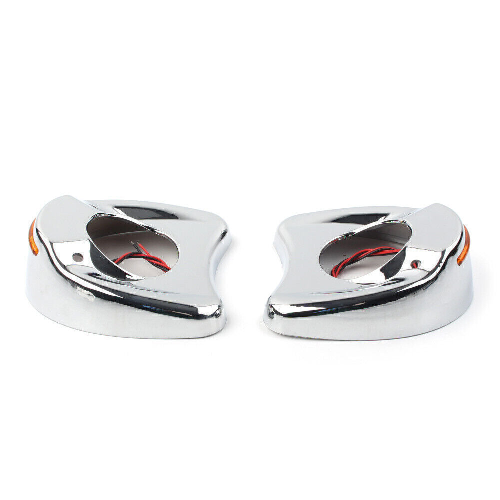 Chrome LED Fairing Mount Side Mirror Cover Shell for Harley Electra Glide 96-13 Q