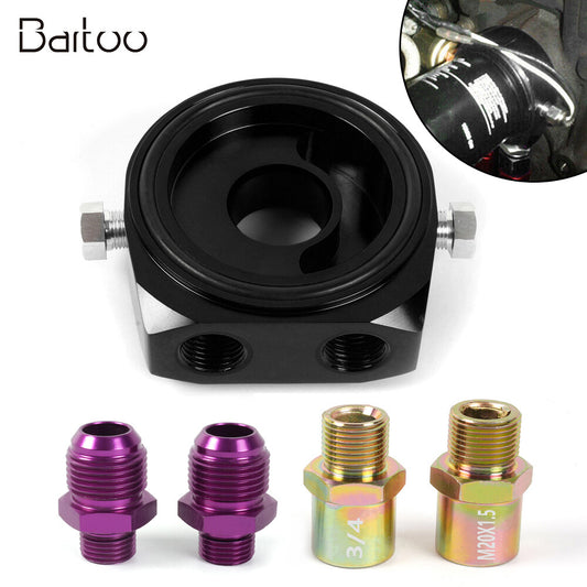 Aluminum Oil Filter/Cooler Sandwich AN10 Block Adapter Gauge Sensor Plate Q