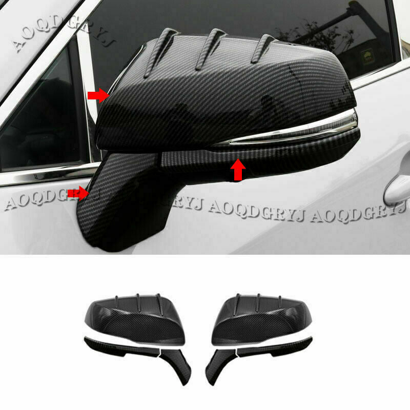 for Toyota RAV4 2019-2023 Carbon Fiber ABS RearView Side Mirror Cover Trims 6X