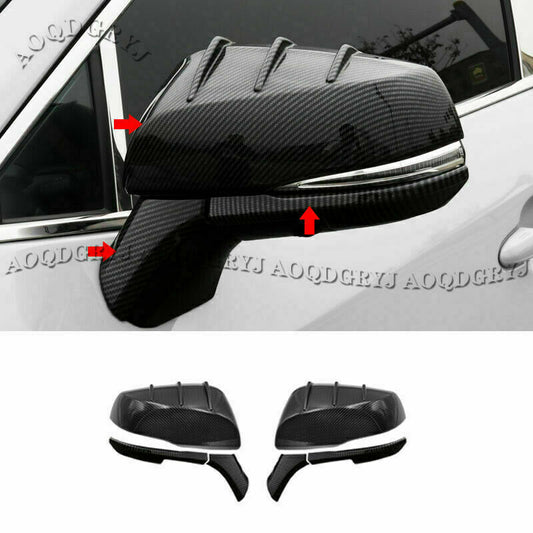 for Toyota RAV4 2019-2023 Carbon Fiber ABS RearView Side Mirror Cover Trims 6X