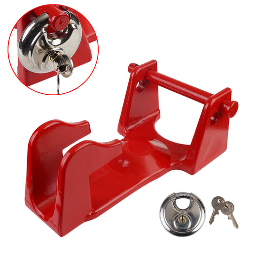 TL-50 Gooseneck Hitch Lock W/Key Padlock for RVs Livestock Hauler Trailer Red Q
