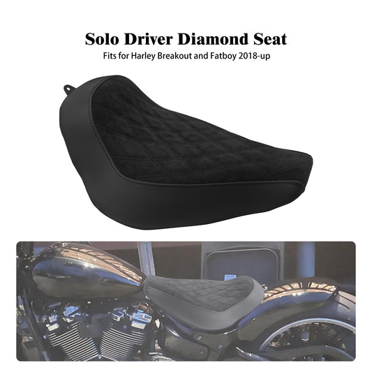 Black Suede Front Driver Solo for Seat for Harley Fat Boy Breakout FXBR 2018-2023