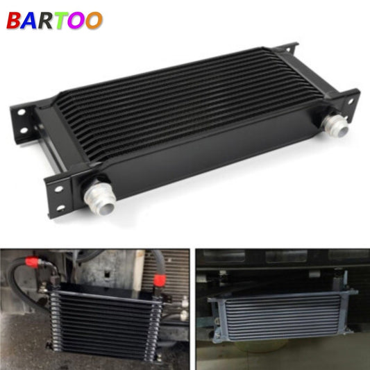 Black 15 Row Aluminum Engine Transmission Oil Coolers 10AN Hose End Fittings Kit Q